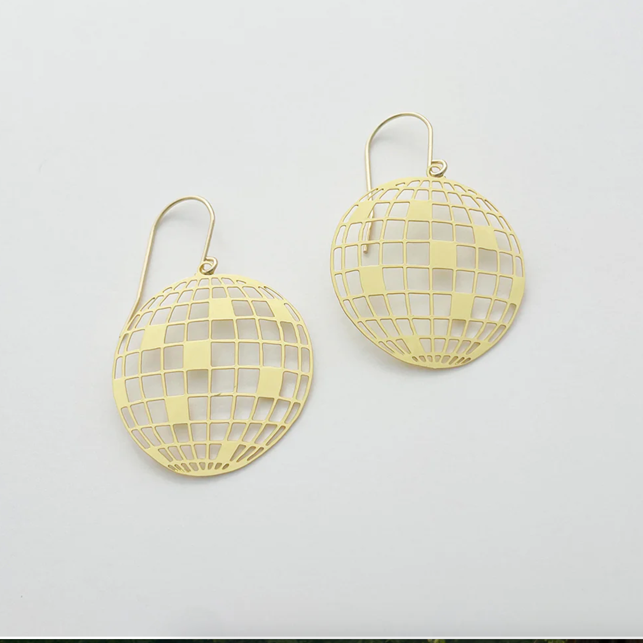 Mini Disco Ball Earrings in Gold