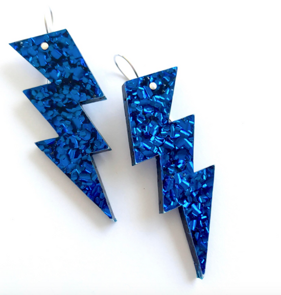 Bolt Drop Earrings Cobalt Blue