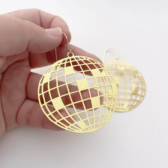 Disco Ball Earrings in Gold