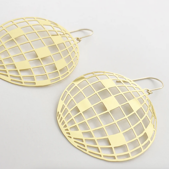 Disco Ball Earrings in Gold