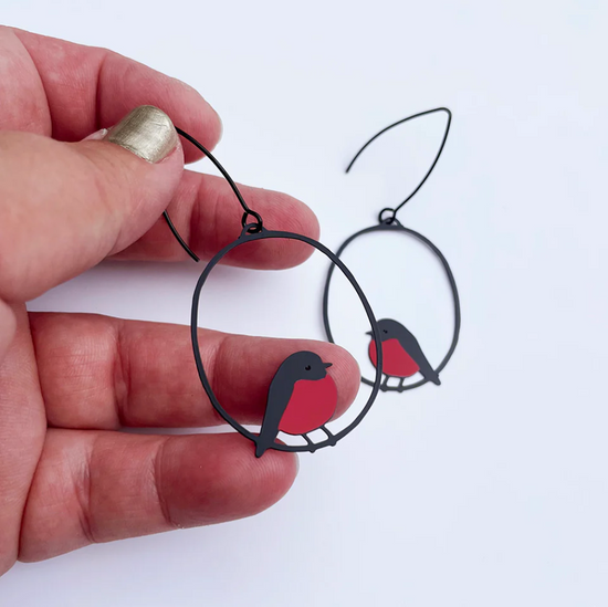 Midi Robin Earrings in Red/Black