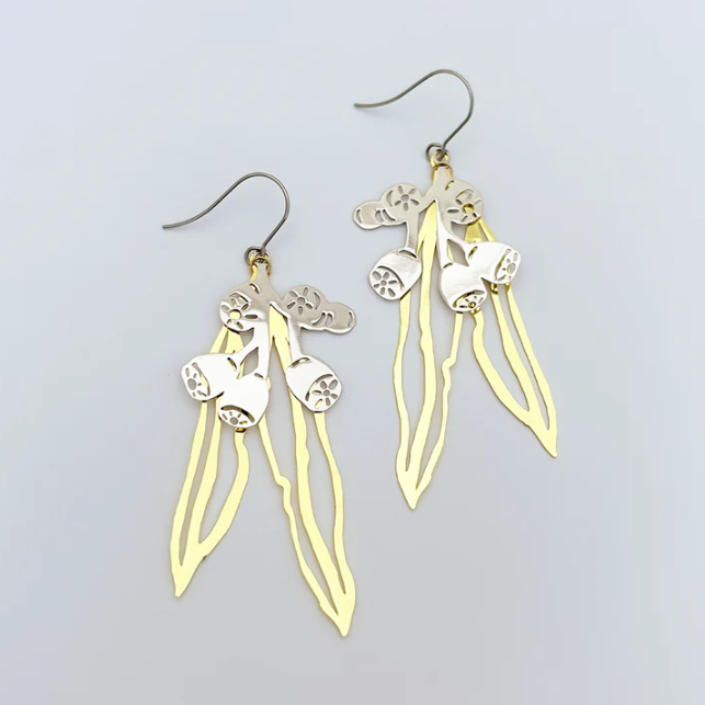 Gumnut & Leaf Earrings Gold/Silver