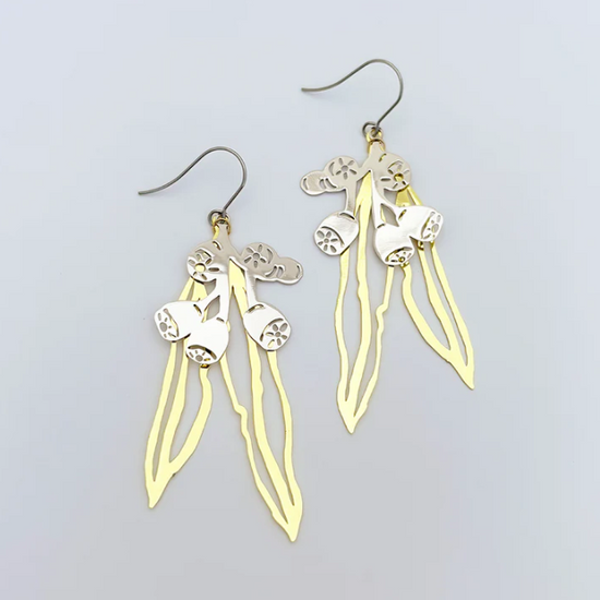 Gumnut & Leaf Earrings Gold/Silver