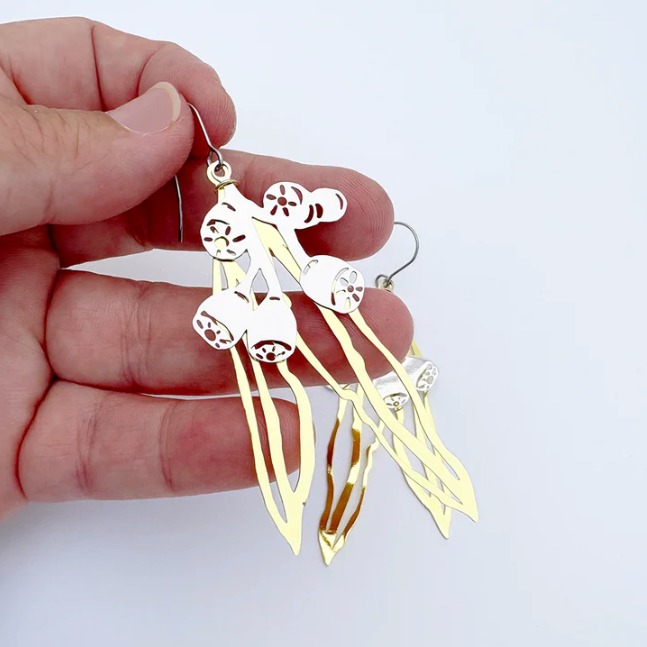 Gumnut & Leaf Earrings Gold/Silver