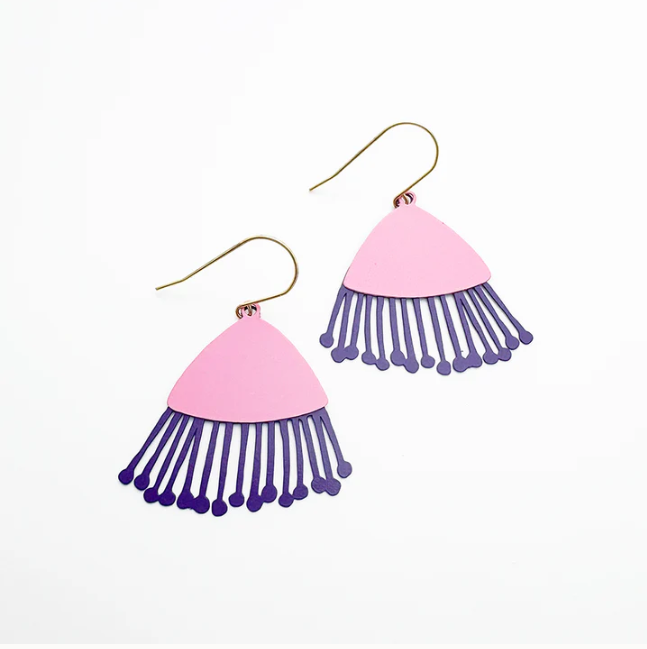 Midi Gum Blossom Flower Earrings Pink/Eggplant