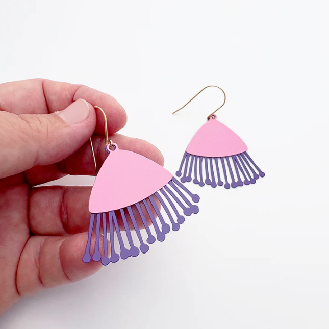 Midi Gum Blossom Flower Earrings Pink/Eggplant