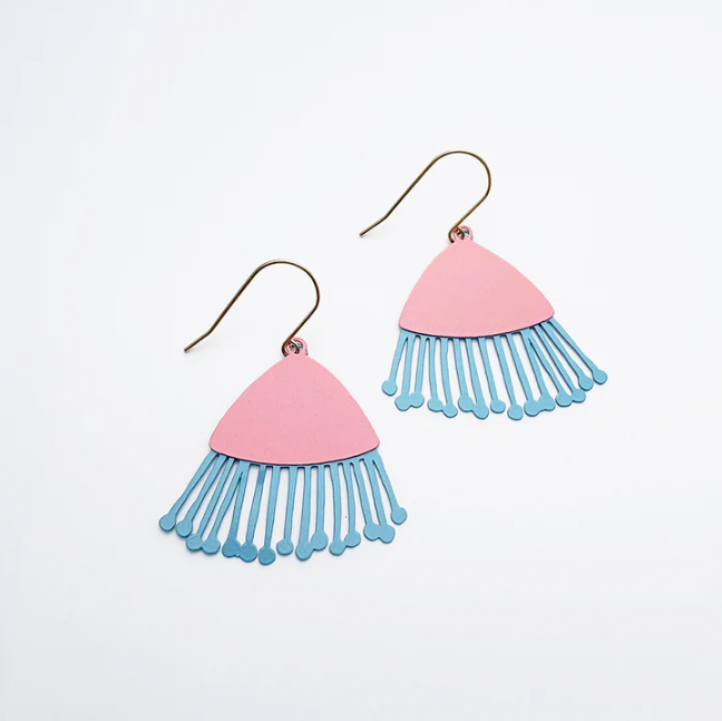 Midi Gum Blossom Flower Earrings Coral/ Sky