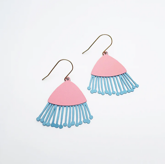 Midi Gum Blossom Flower Earrings Coral/ Sky