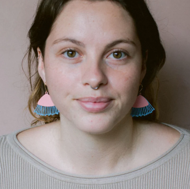 Midi Gum Blossom Flower Earrings Coral/ Sky