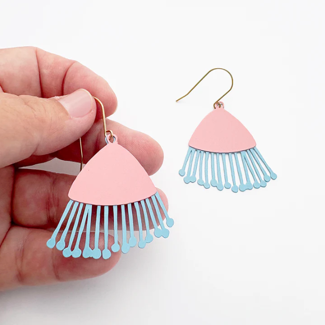 Midi Gum Blossom Flower Earrings Coral/ Sky