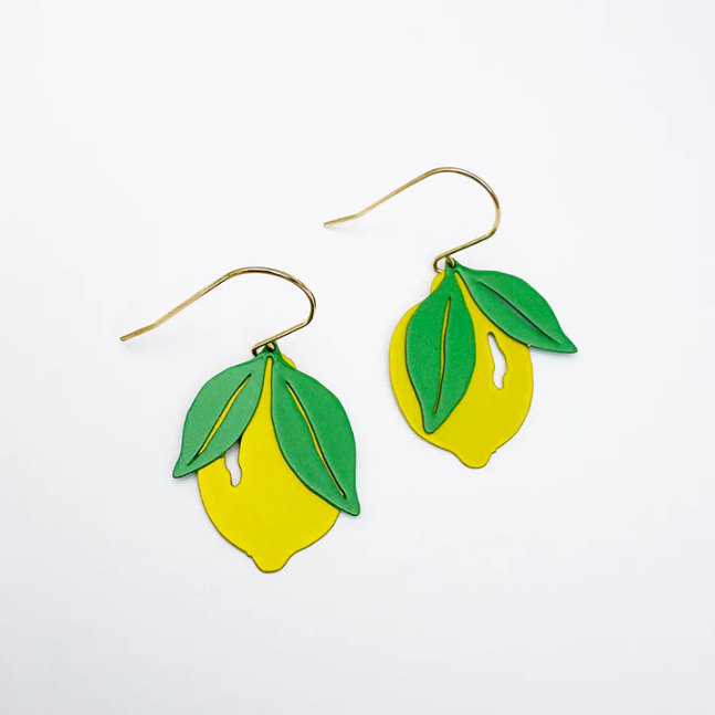 Mini Lemon Earrings Yellow/Green