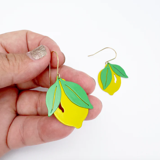 Mini Lemon Earrings Yellow/Green