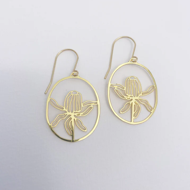 Mini Banksia Flower Earrings Gold