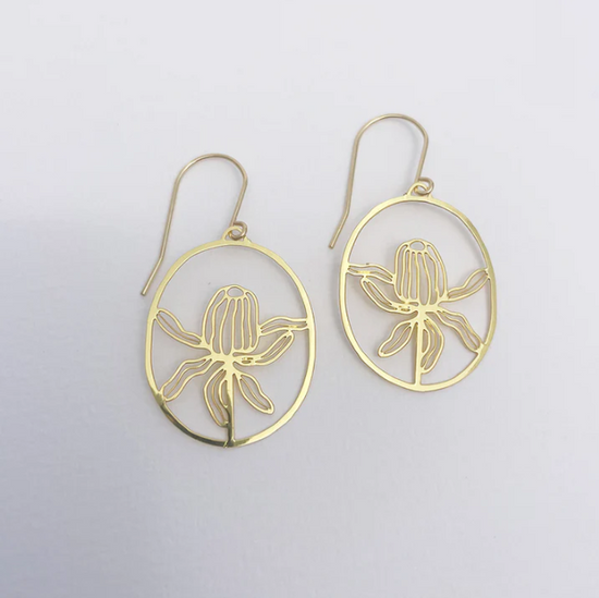 Mini Banksia Flower Earrings Gold