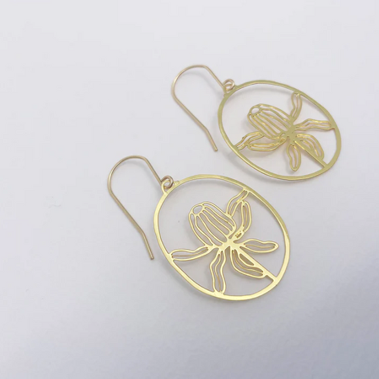 Mini Banksia Flower Earrings Gold