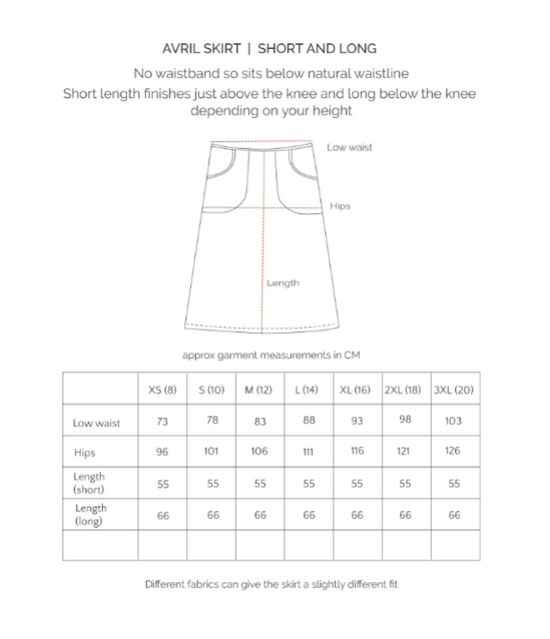 Avril Short Skirt - Woodcut Flowers in Cerise on Navy