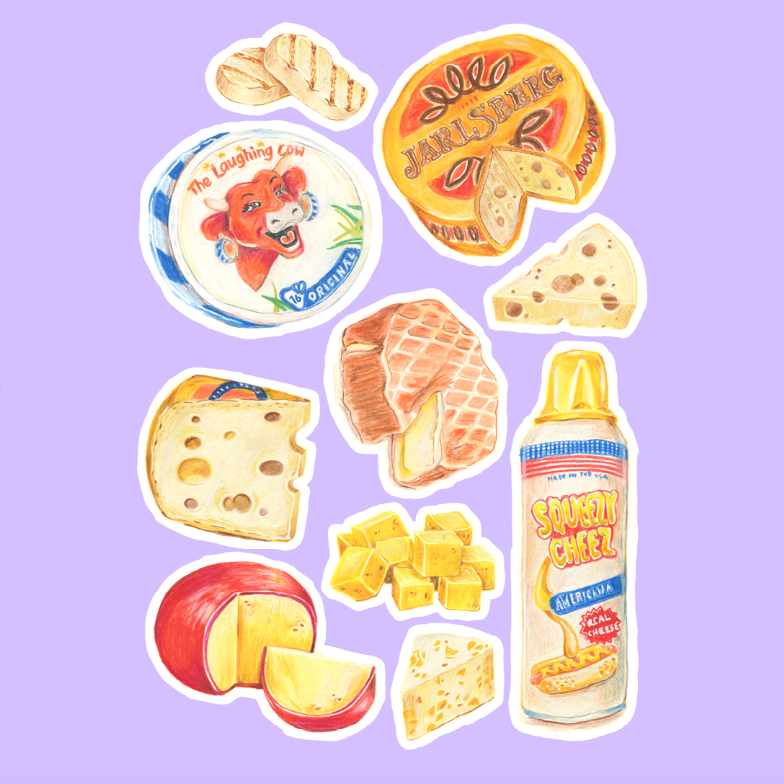 Cheese Vinyl Stickers