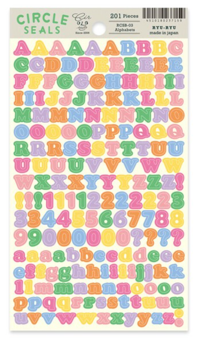 Sticker Sheet Alphabet Pastel Ryu