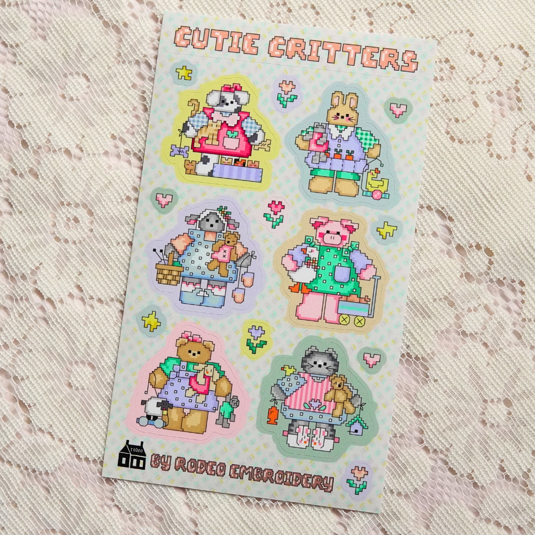 Cutie Critters ~ Vinyl Sticker Sheet