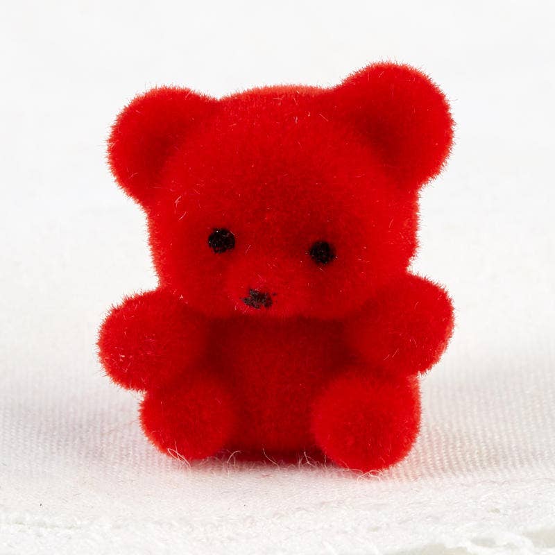 Miniature Red Flocked Teddy Bear