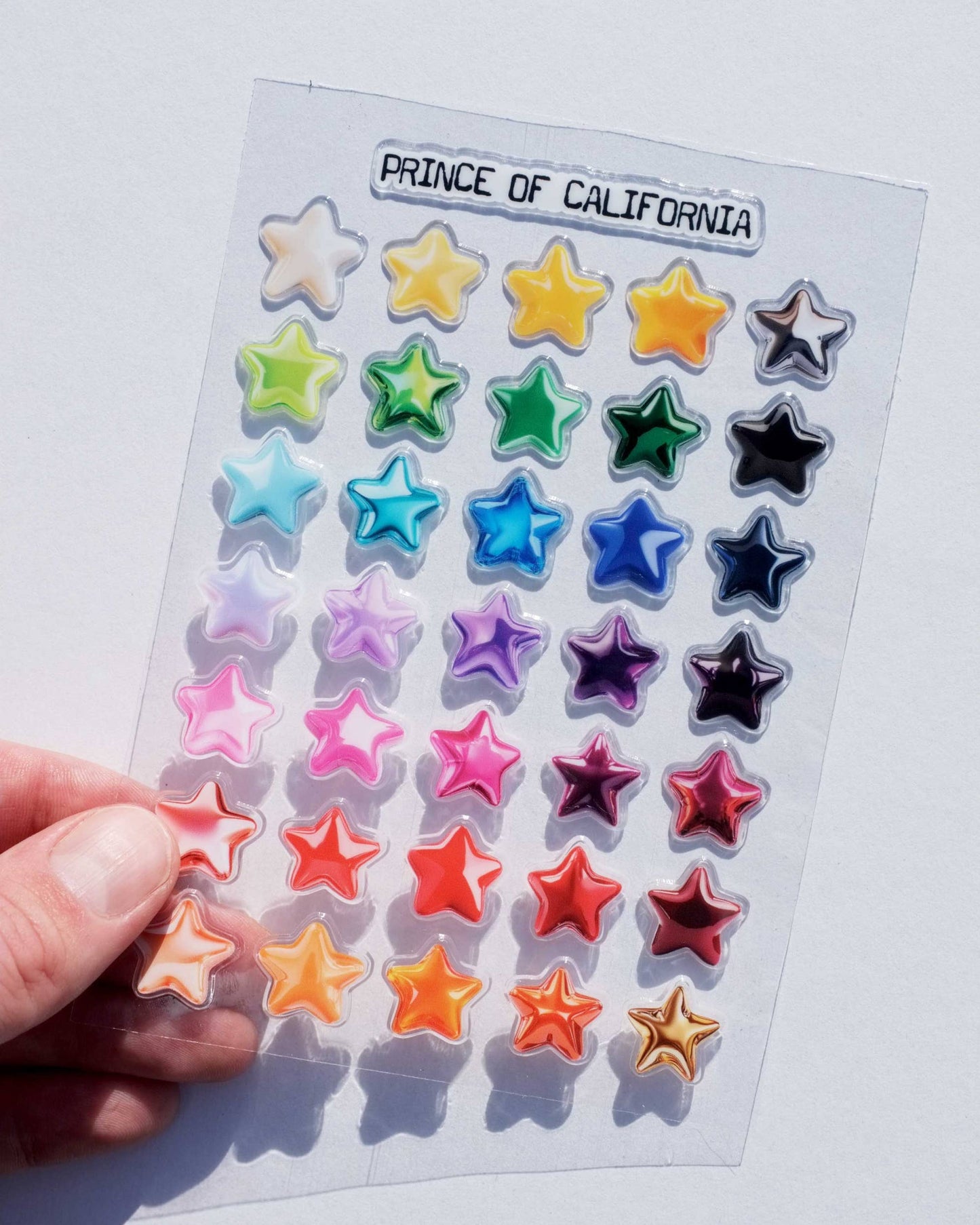 3D Rainbow Star Transparent Sticker Sheet