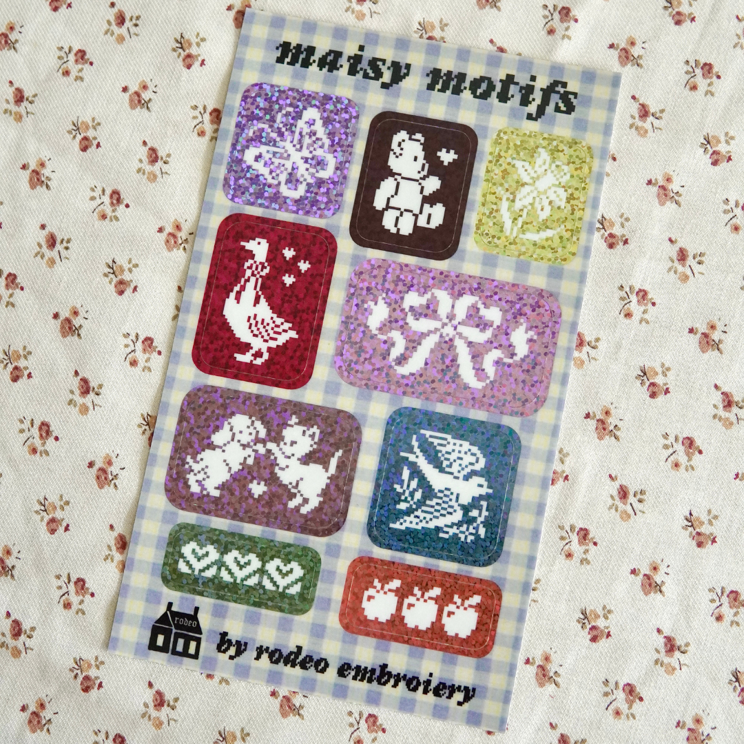 Maisy Motifs ~ Glitter Vinyl Sticker Sheet