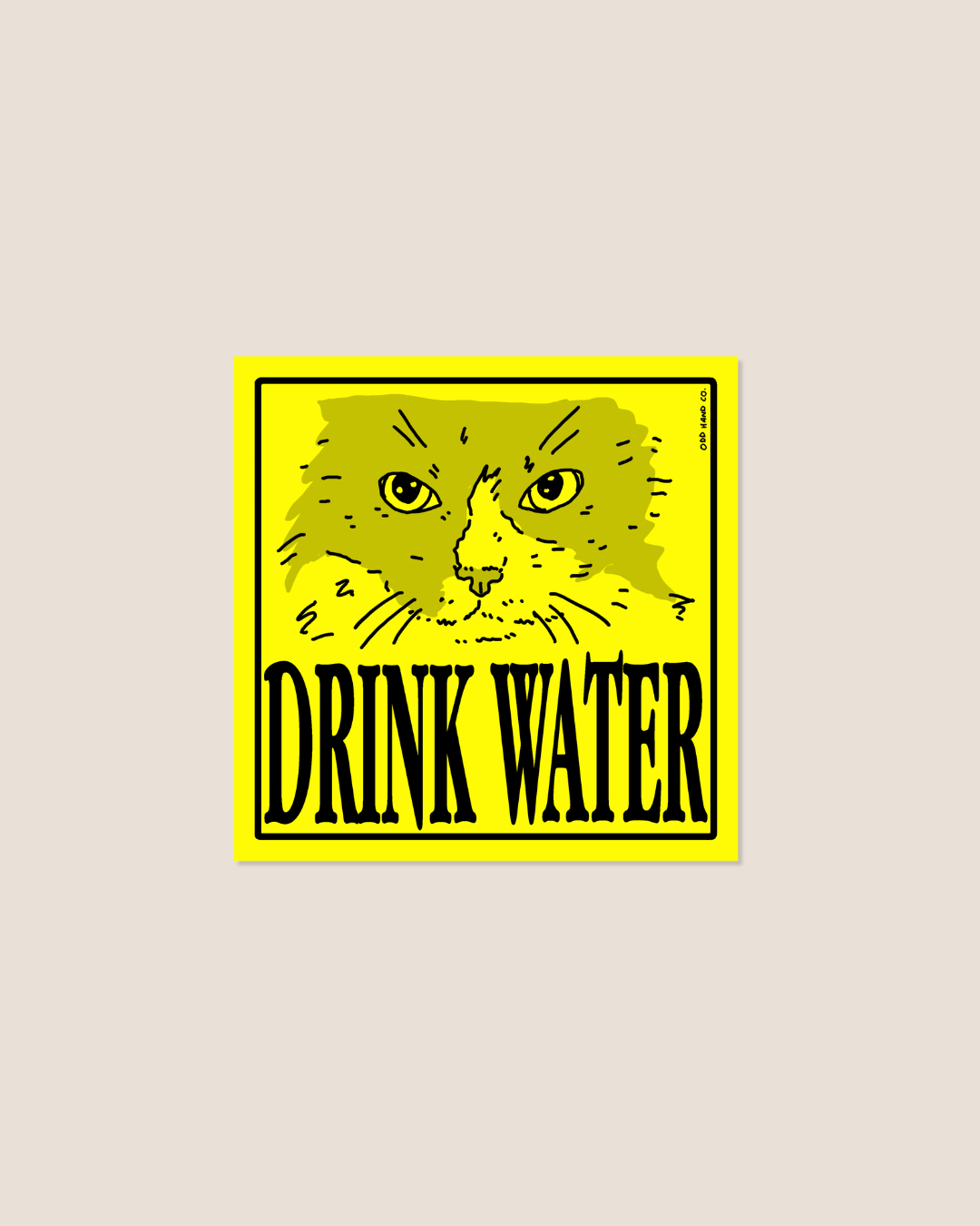 Drink Water Yellow Square Sticker