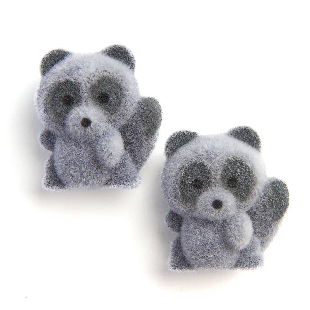 1" Miniature Flocked Baby Racoons