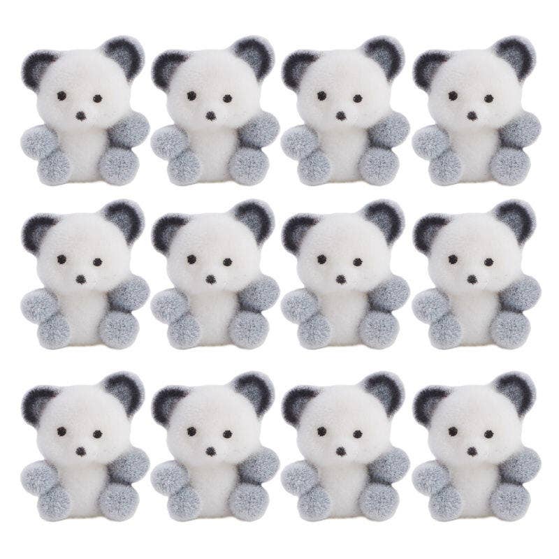 1" Miniature Flocked Baby Panda Bears