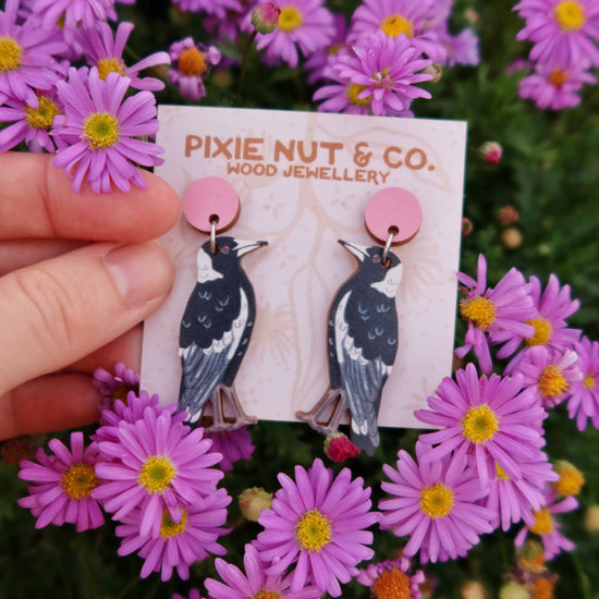 Magpie Australian Bird Earrings