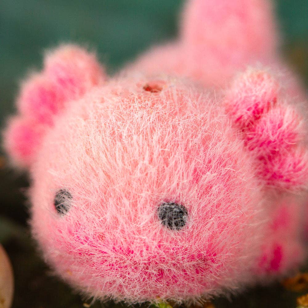 Flocked Pink Baby Axolotls