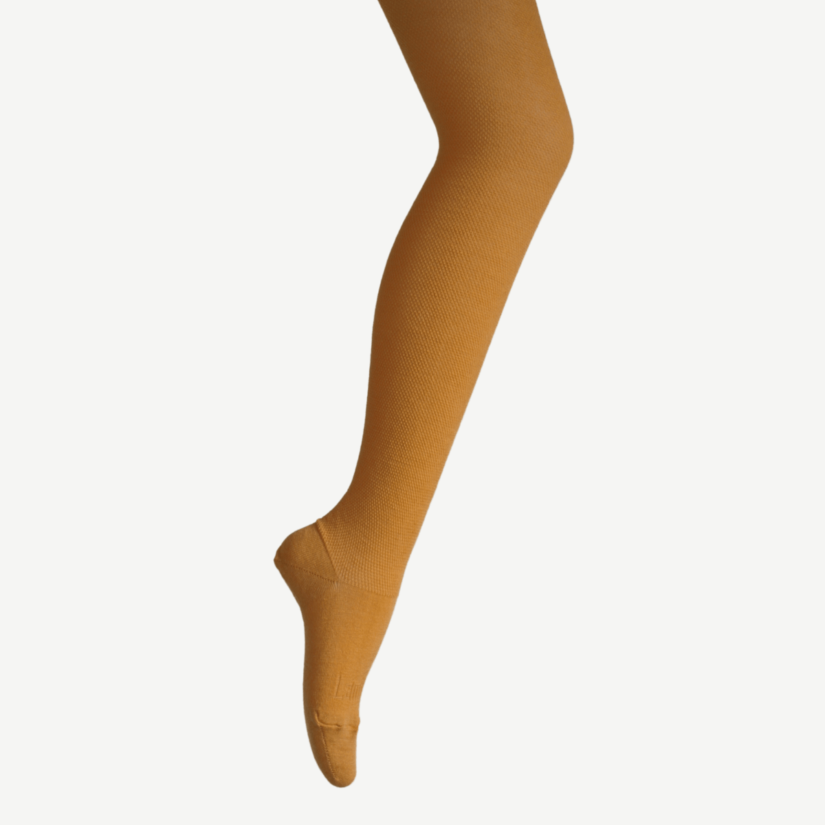 Merino Wool Textured Knit Tights Mustard