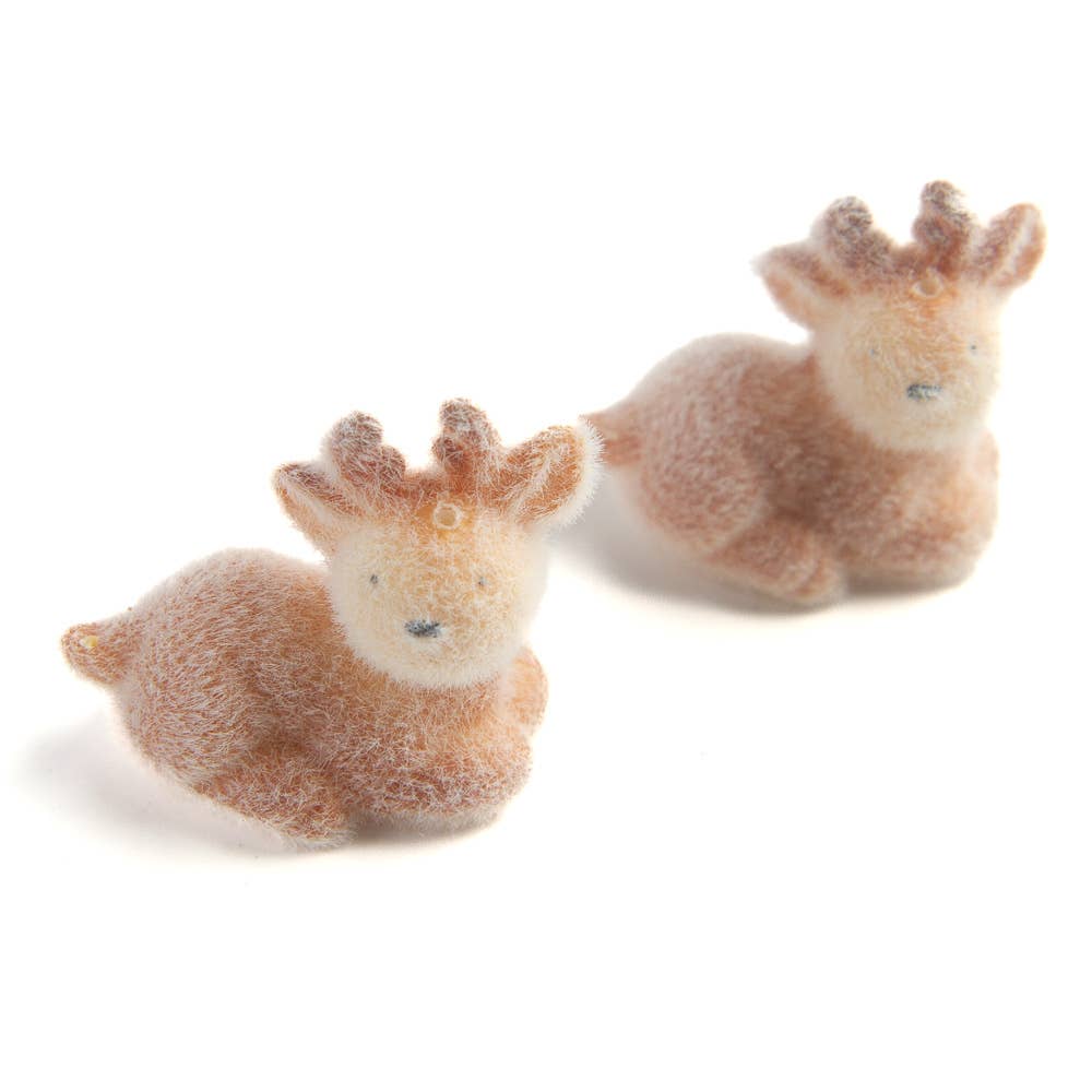 Miniature Flocked Baby Reindeer