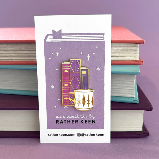 Geometric Books and Mug enamel pin