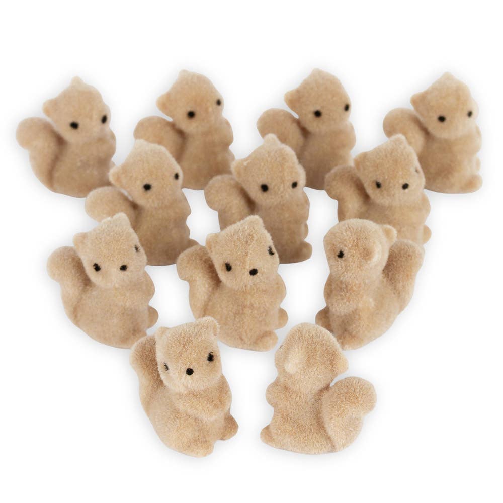 1" Miniature Flocked Squirrels