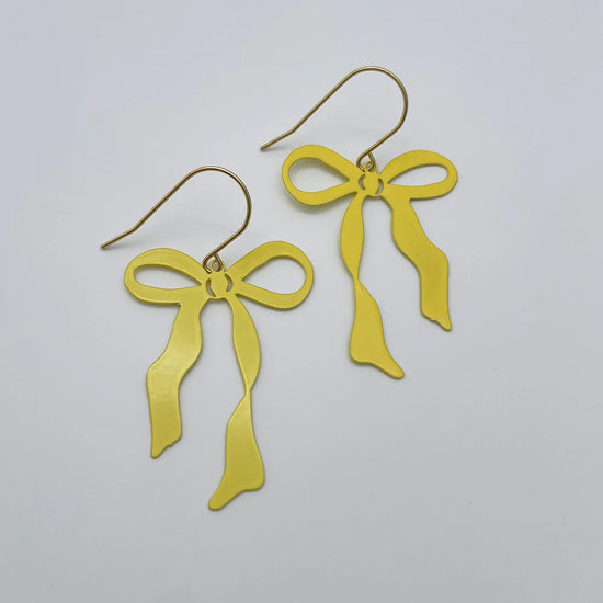 Midi Bow Earrings in Lemon Yellow