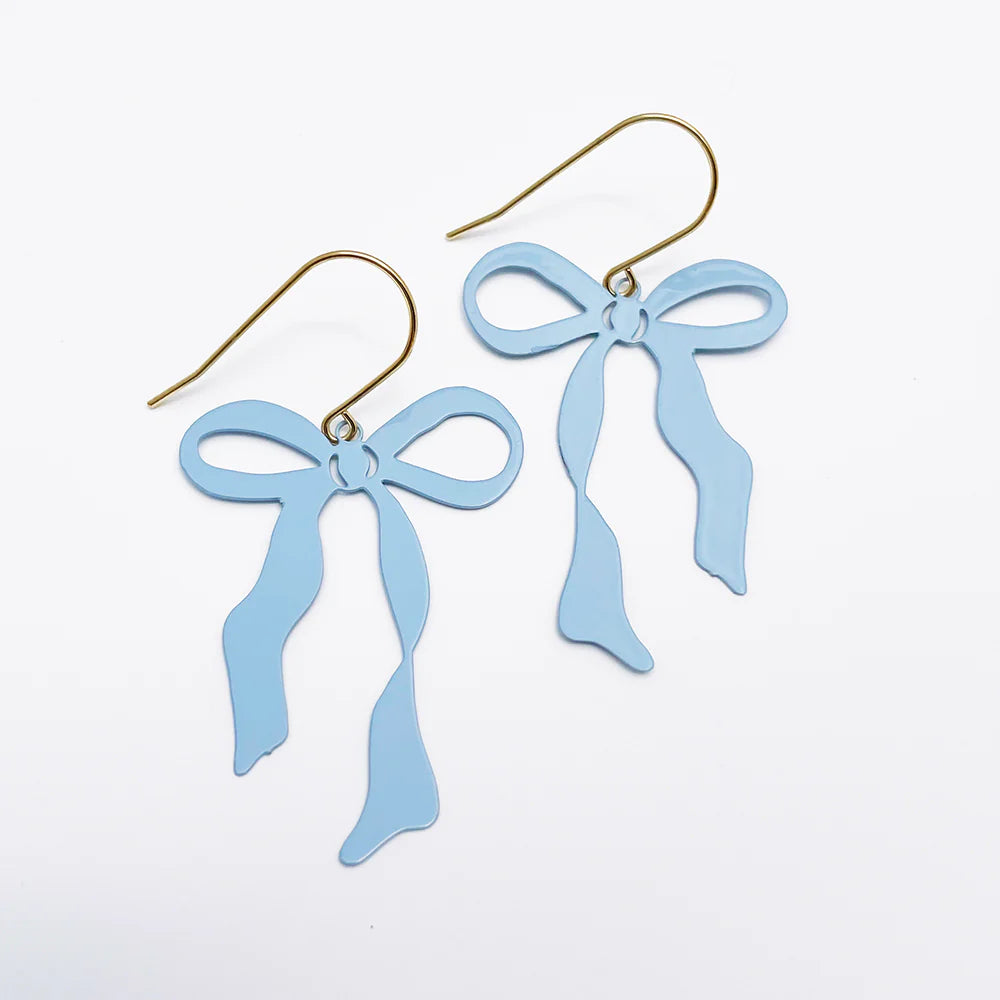 Midi Bow Earrings in Powder Blue