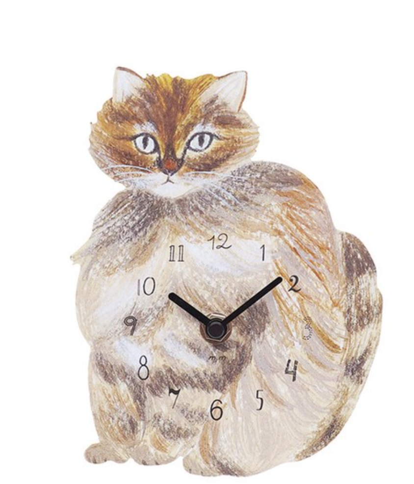Matsuo Miyuki Diecut Wall Clock Bushy Cat