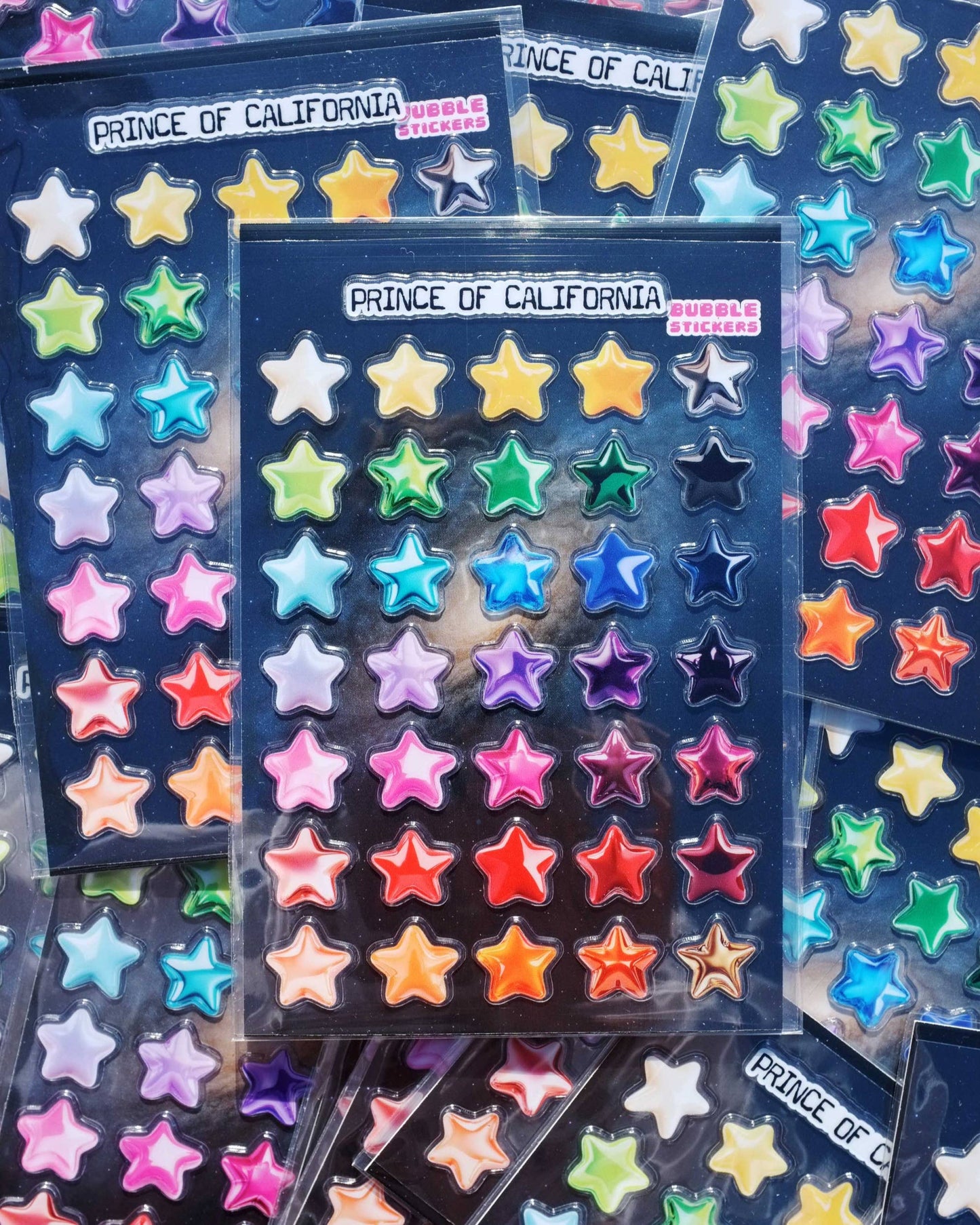 3D Rainbow Star Transparent Sticker Sheet