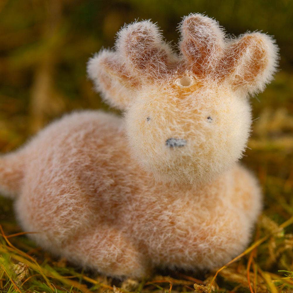 Miniature Flocked Baby Reindeer