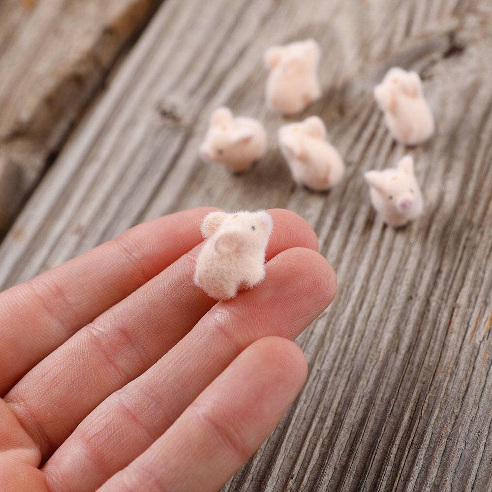 Flocked Mini Baby Pigs