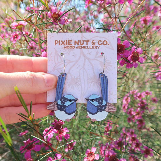 Blue Wren Australian Bird Earrings
