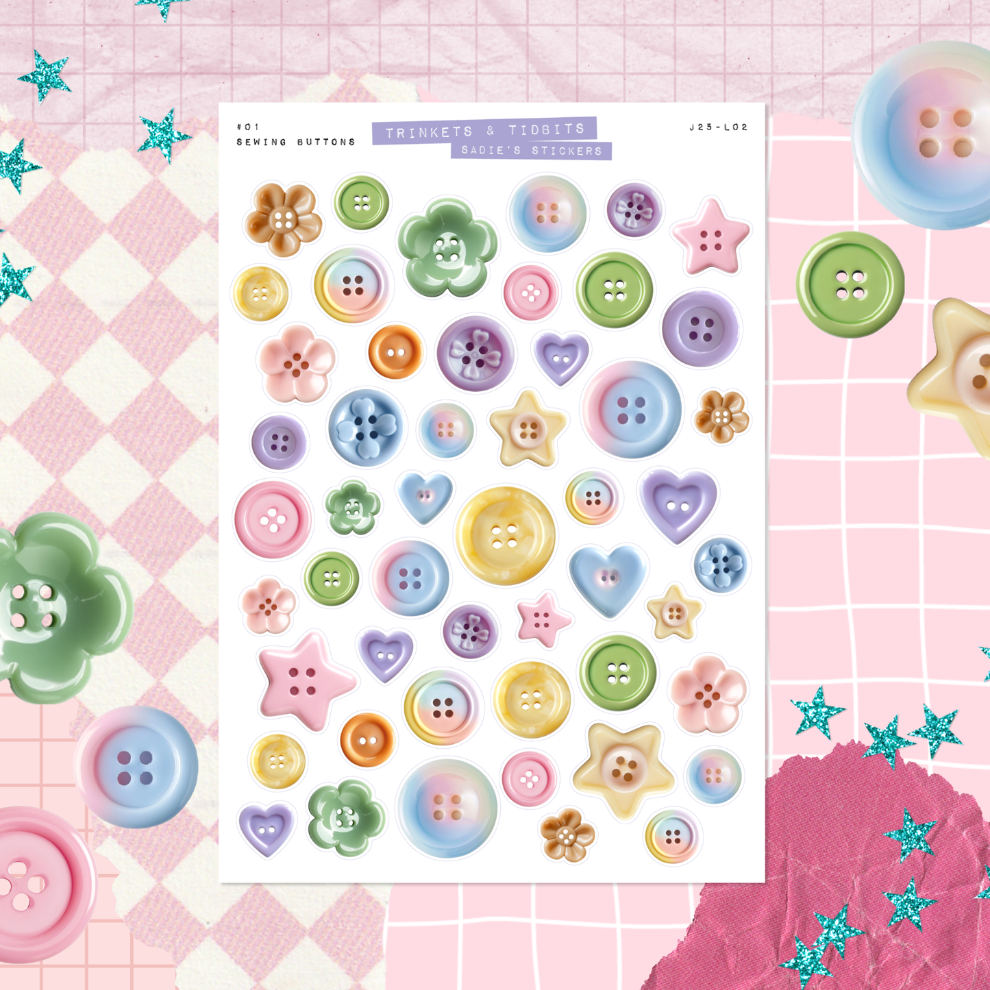 Sewing Buttons • Trinkets & Tidbits Deco Sticker Sheet – made590