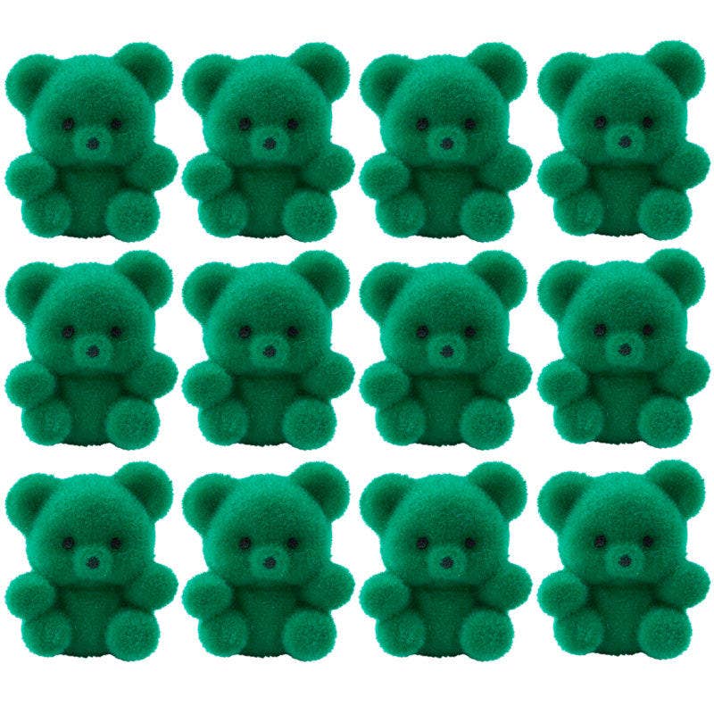 Mini Green Flocked Teddy Bear