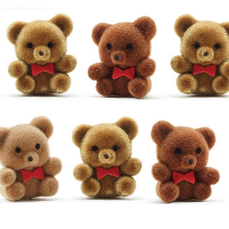 Miniature Brown Flocked Teddy Bear