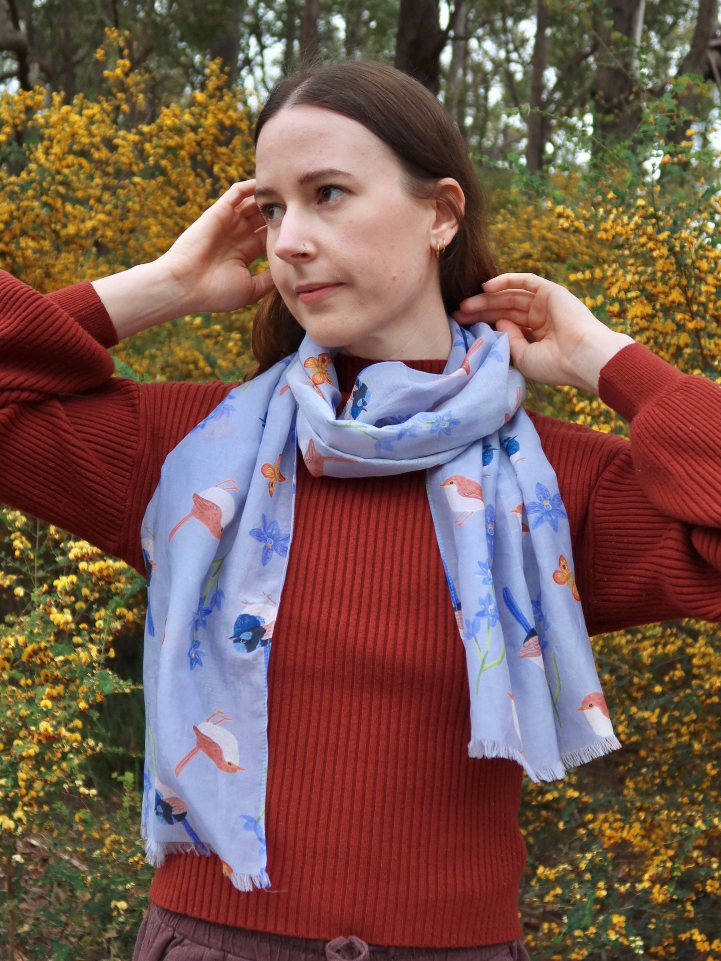 Fairy Wren Australian Silk/Cotton Scarf