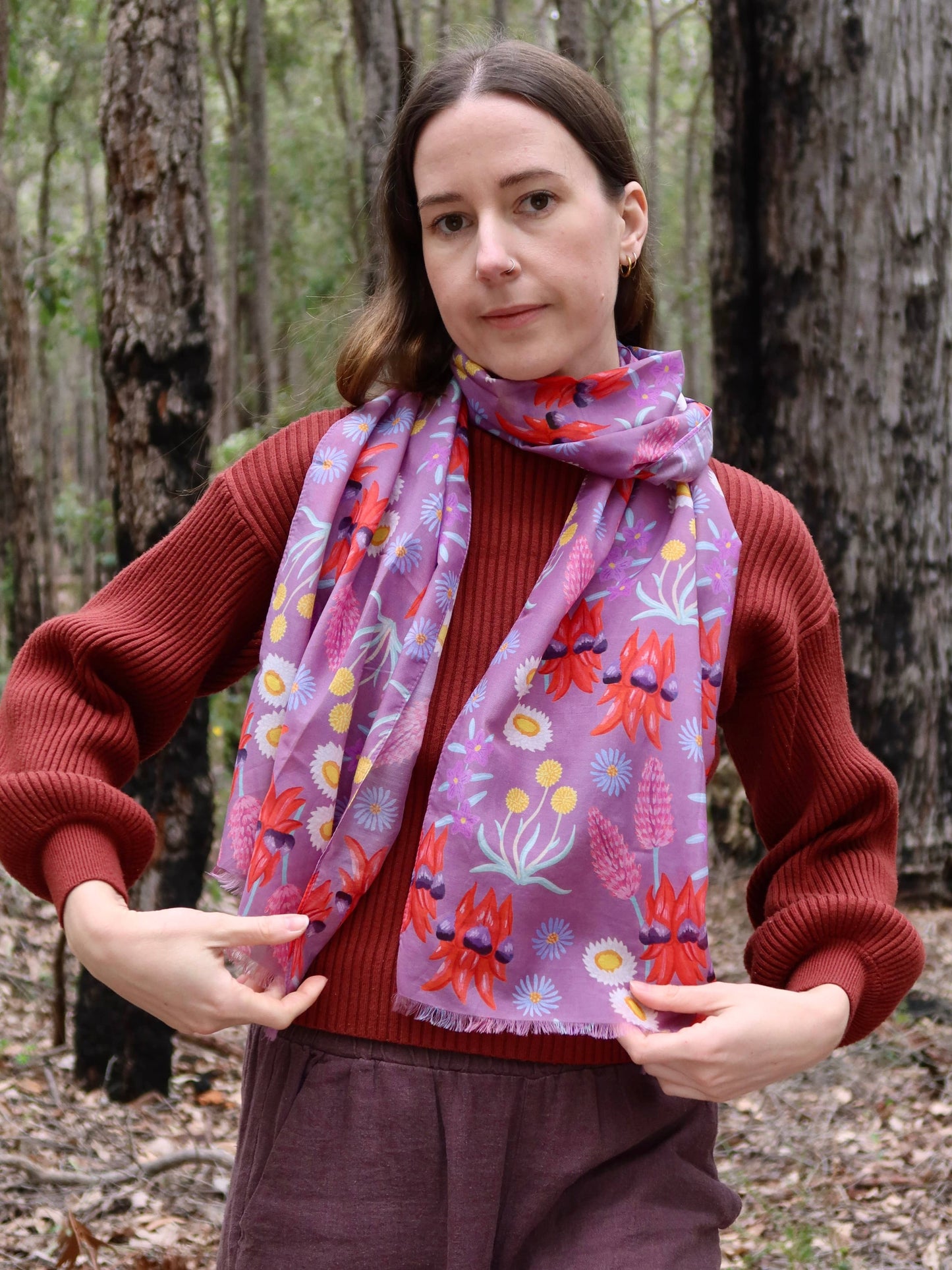 Australian Wildflower Silk/Cotton Scarf