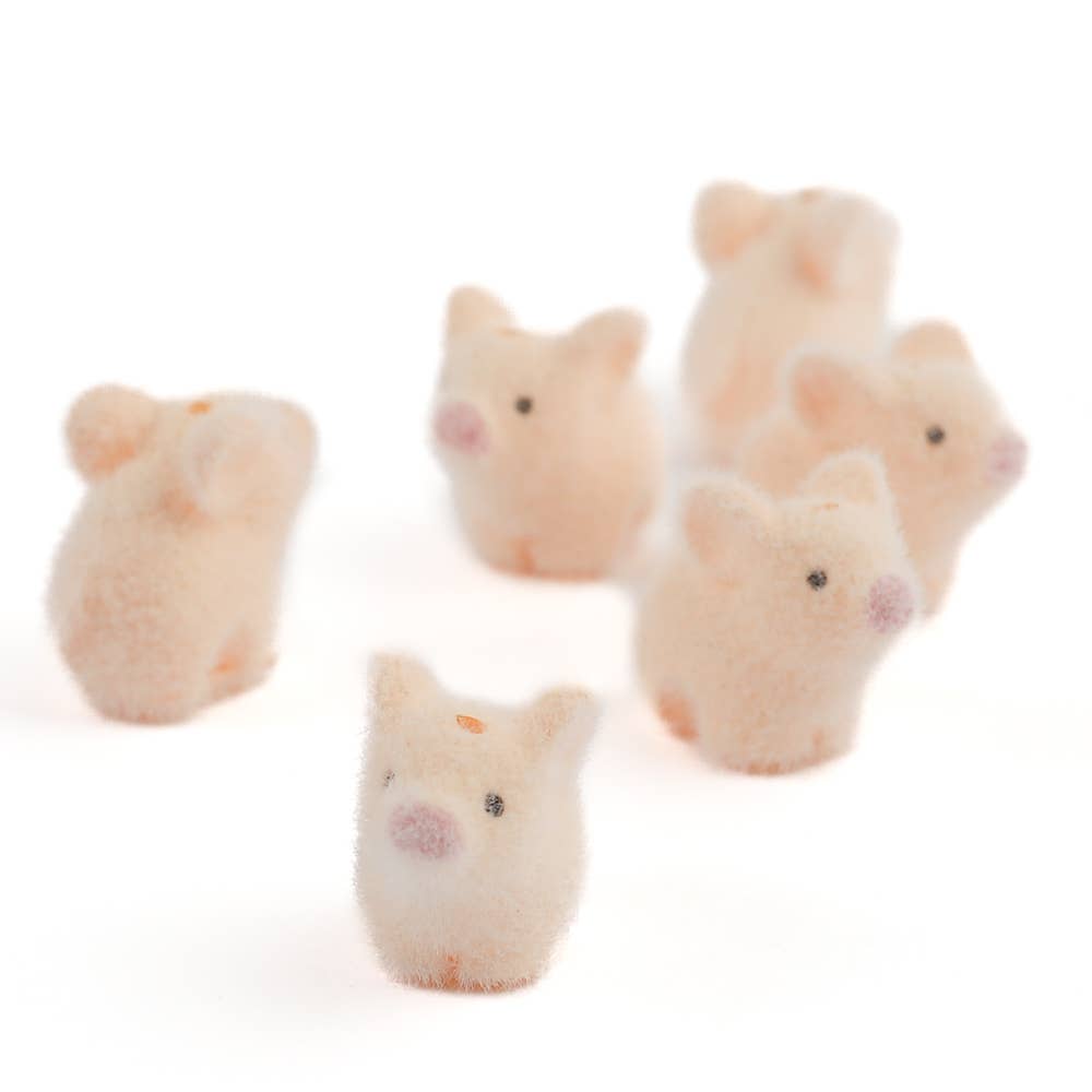 Flocked Mini Baby Pigs