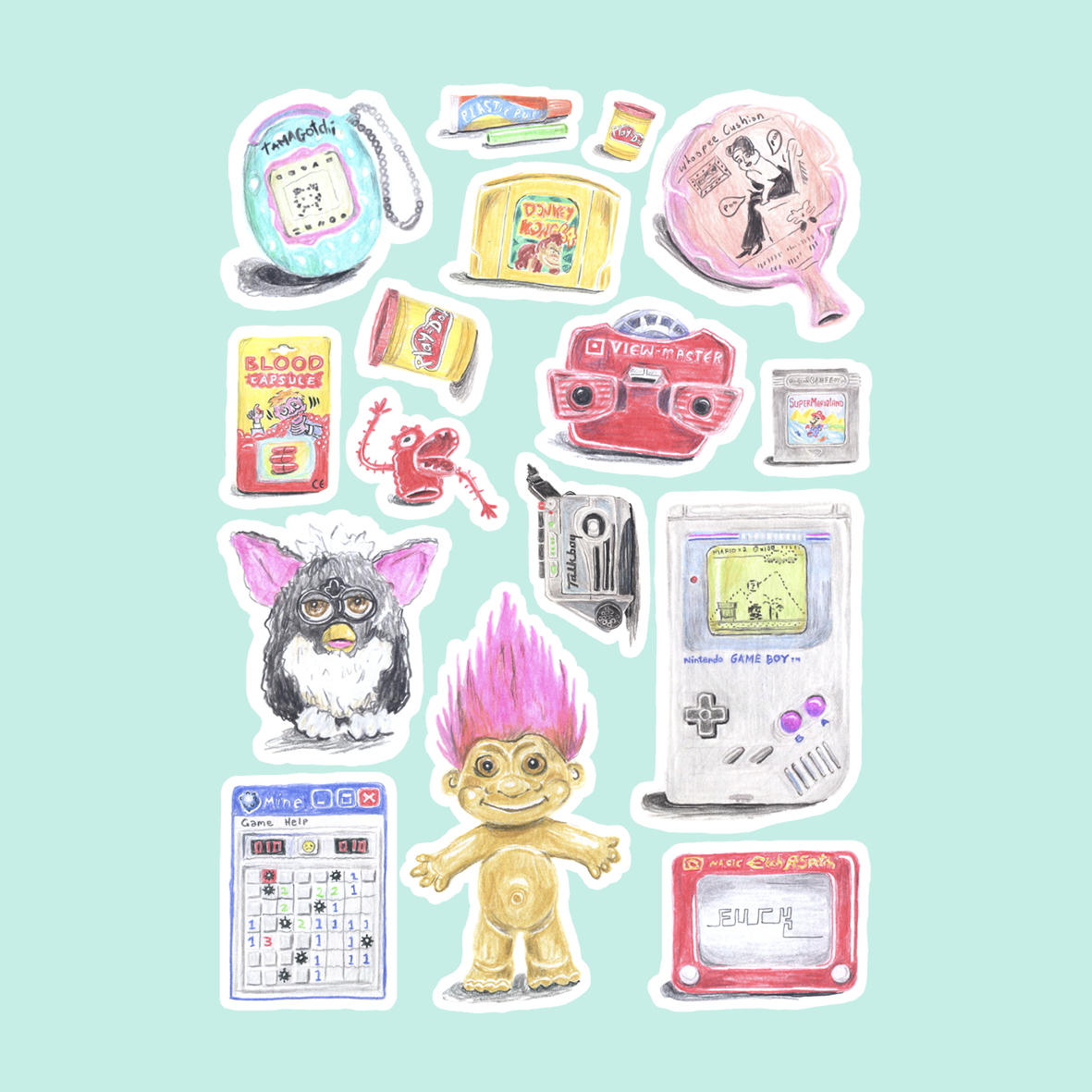 90's Toys Vinyl Stickers