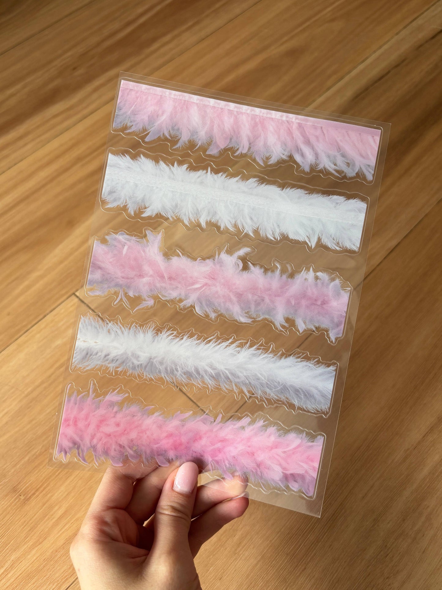 Clear Feather Boa Sticker Sheet